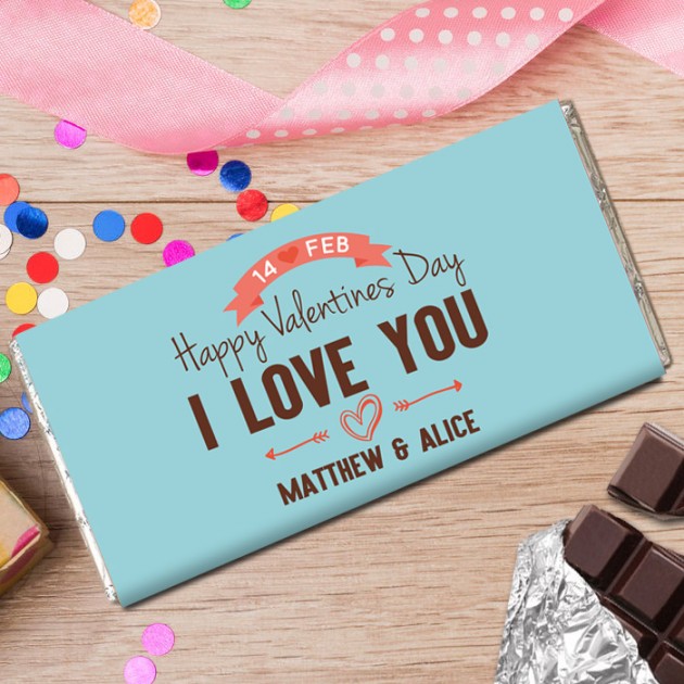 Hampers and Gifts to the UK - Send the Personalised Chocolate Bar I Love You