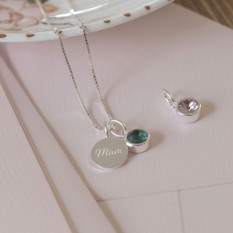 Hampers and Gifts to the UK - Send the Silver Personalised Name Birthstone Necklace 