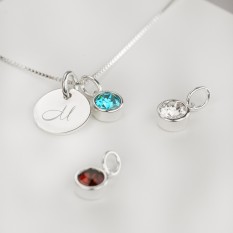 Hampers and Gifts to the UK - Send the Silver Personalised Initial Letter Birthstone Necklace 