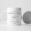 Hampers and Gifts to the UK - Send the Our First Valentine's Day Personalised Mug