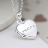 Hampers and Gifts to the UK - Send the Personalised Sterling Silver Brushed Heart Locket