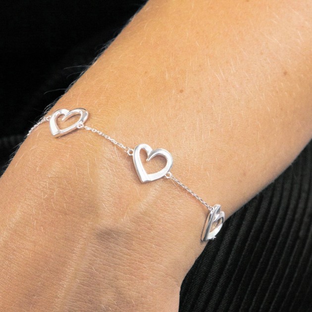 Hampers and Gifts to the UK - Send the Sterling Silver Layered Heart Bracelet