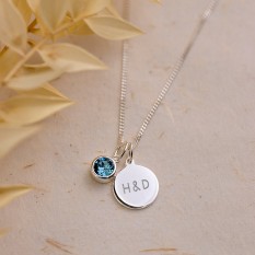 Hampers and Gifts to the UK - Send the Engraved March Birthstone Necklace
