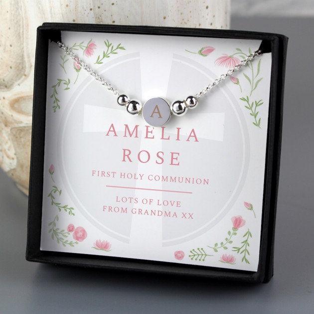 Hampers and Gifts to the UK - Send the Personalised Floral Religious Disc Necklace Gift