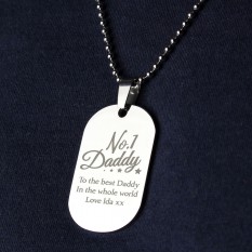 Hampers and Gifts to the UK - Send the Personalised 'No.1 Daddy' Stainless Steel Dog Tag Necklace