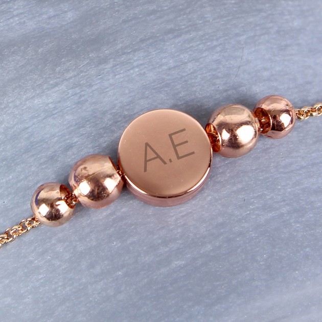 Hampers and Gifts to the UK - Send the Personalised Rose Gold Initials Bead Bracelet 
