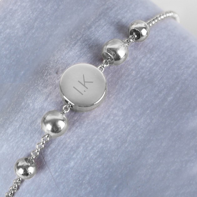 Hampers and Gifts to the UK - Send the Personalised Silver Plated Initials Bead Bracelet 
