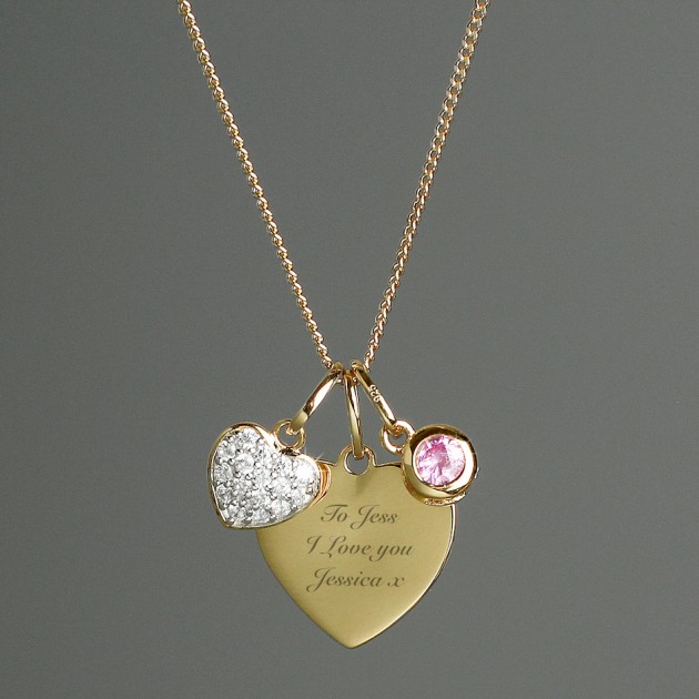 Hampers and Gifts to the UK - Send the Personalised Sterling Silver and 9ct Gold Heart Necklace