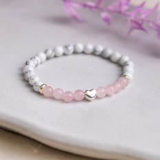 Hampers and Gifts to the UK - Send the White Howlite and Rose Quartz Bracelet