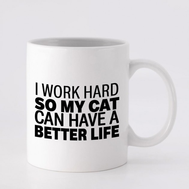 Hampers and Gifts to the UK - Send the I Work Hard For My Cat Mug