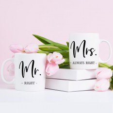 Hampers and Gifts to the UK - Send the Mr Right Mrs Always Right Mug Set