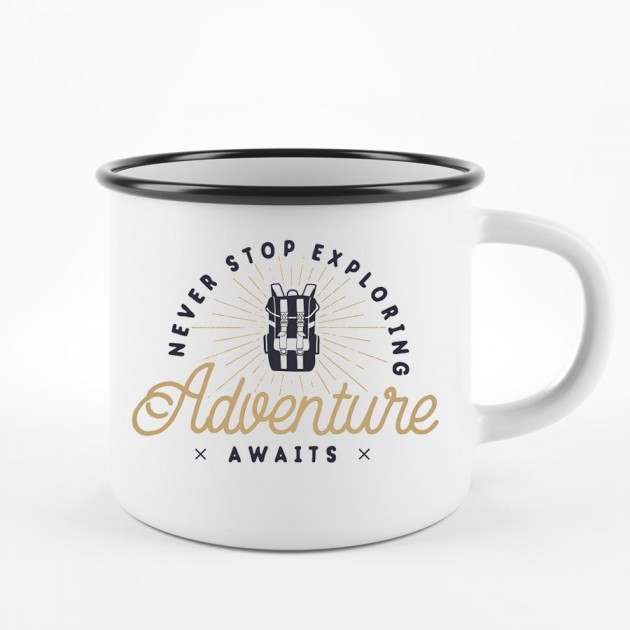 Hampers and Gifts to the UK - Send the Never Stop Exploring Camping Mug