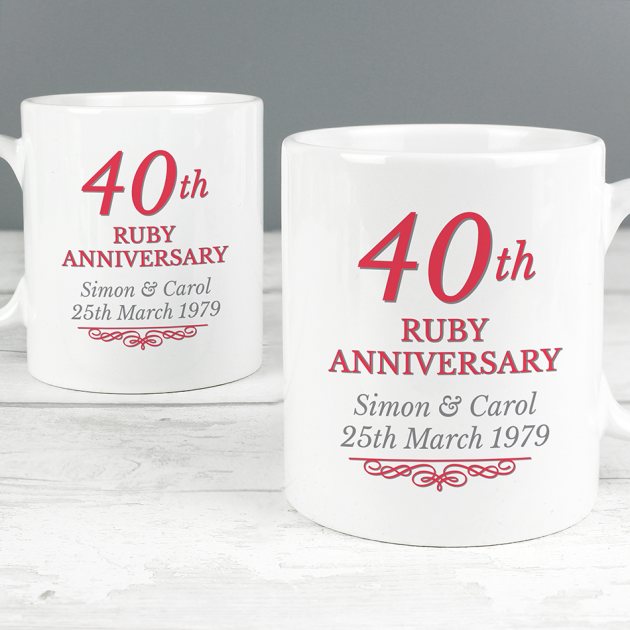 Hampers and Gifts to the UK - Send the Personalised 40th Ruby Anniversary Mug Set