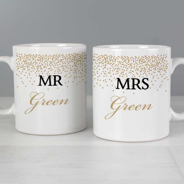 Hampers and Gifts to the UK - Send the Personalised Mr and Mrs Confetti Mug Set
