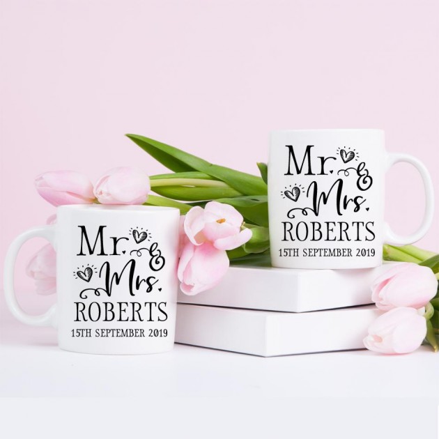 Hampers and Gifts to the UK - Send the Personalised Mr and Mrs Mug Set