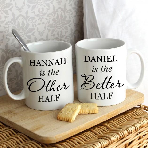 Hampers and Gifts to the UK - Send the Personalised Other Half and Better Half Mug Set