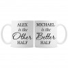 Hampers and Gifts to the UK - Send the Personalised Other Half and Better Half Mug Set