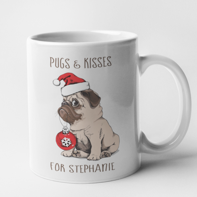 Hampers and Gifts to the UK - Send the Personalised Pugs and Kisses Mug