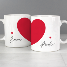 Hampers and Gifts to the UK - Send the Personalised Split Hearts Mug Set