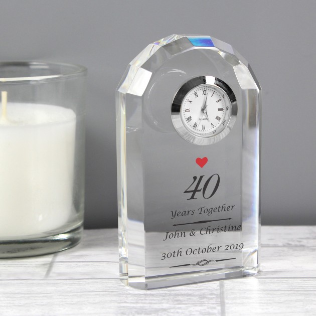 Hampers and Gifts to the UK - Send the Ruby Wedding Anniversary Crystal Clock