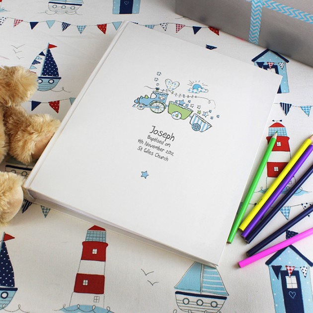 Hampers and Gifts to the UK - Send the Baby's Personalised Whimsical Train Photo Album