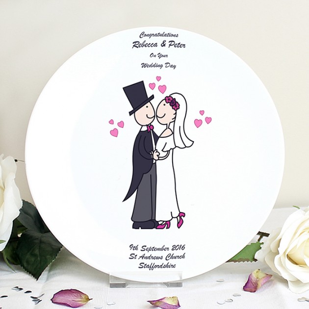Hampers and Gifts to the UK - Send the Personalised Wedding Cartoon Plate