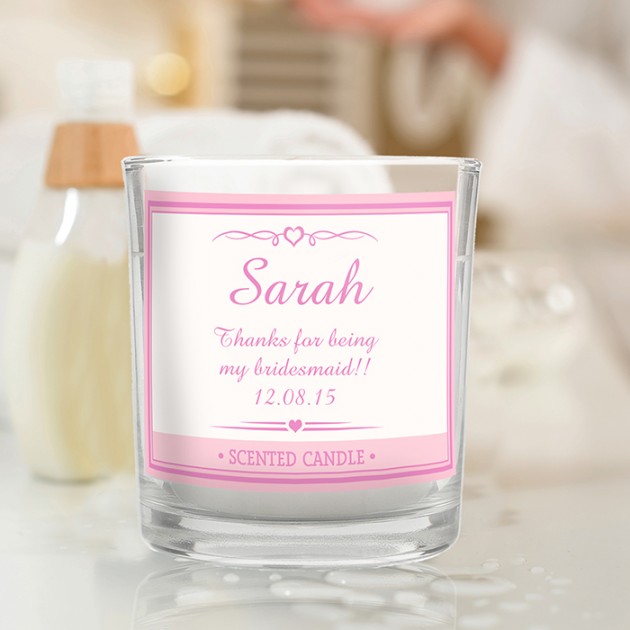Hampers and Gifts to the UK - Send the Personalised Pink Elegant Scented Jar Candle