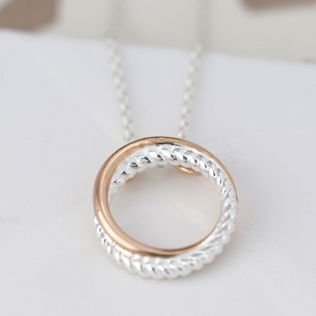 Hampers and Gifts to the UK - Send the Sterling Silver Twist and Rose Gold Hoop Necklace