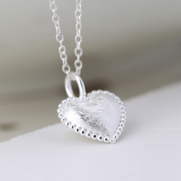 Hampers and Gifts to the UK - Send the Sterling Silver Scratched Heart Necklace