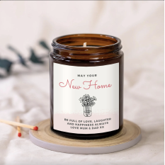 Hampers and Gifts to the UK - Send the Personalised New Home Candle Love & Laughter