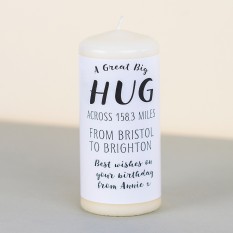 Hampers and Gifts to the UK - Send the Hug Across the Miles Mug Pillar Candle