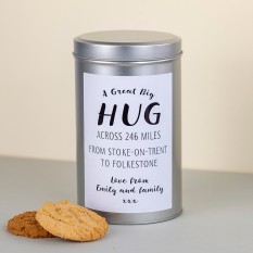 Hampers and Gifts to the UK - Send the Hug Across the Miles Tin with a Dozen Biscuits