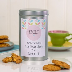 Hampers and Gifts to the UK - Send the Personalised Biscuit Tin with a Dozen Biscuits