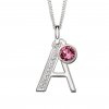 Hampers and Gifts to the UK - Send the Silver Birthstone Necklace with Intial Letter