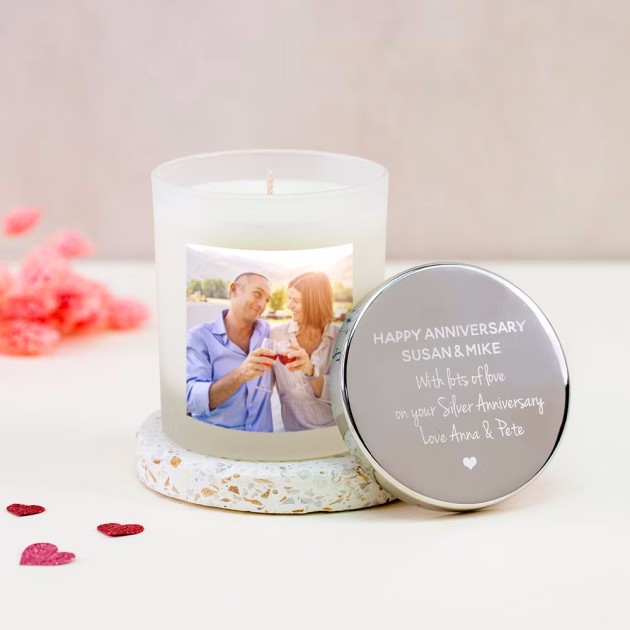 Hampers and Gifts to the UK - Send the Personalised Anniversary Photo Candle