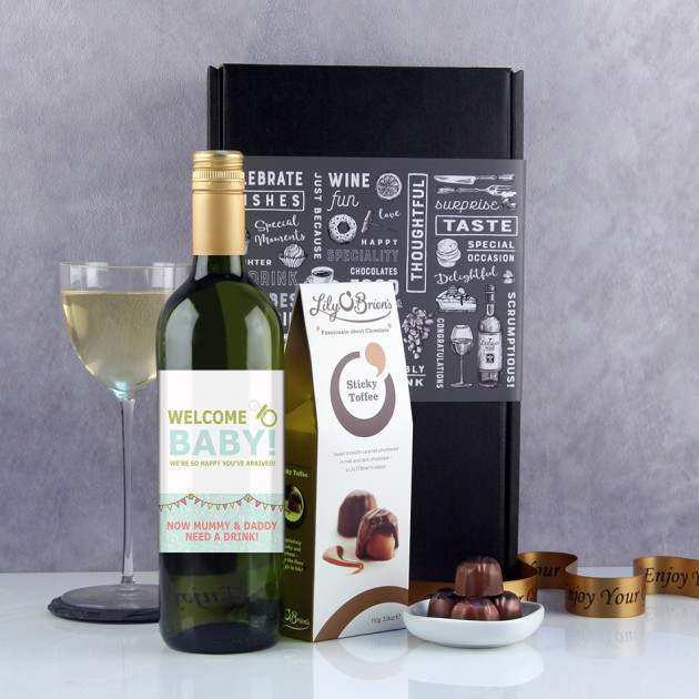 Hampers and Gifts to the UK - Send the Welcome Baby Wine Gift 