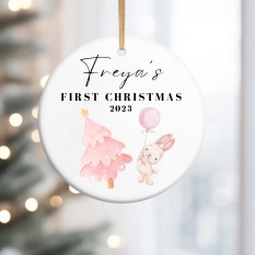 Hampers and Gifts to the UK - Send the Personalised Baby Girl's First Christmas Bauble