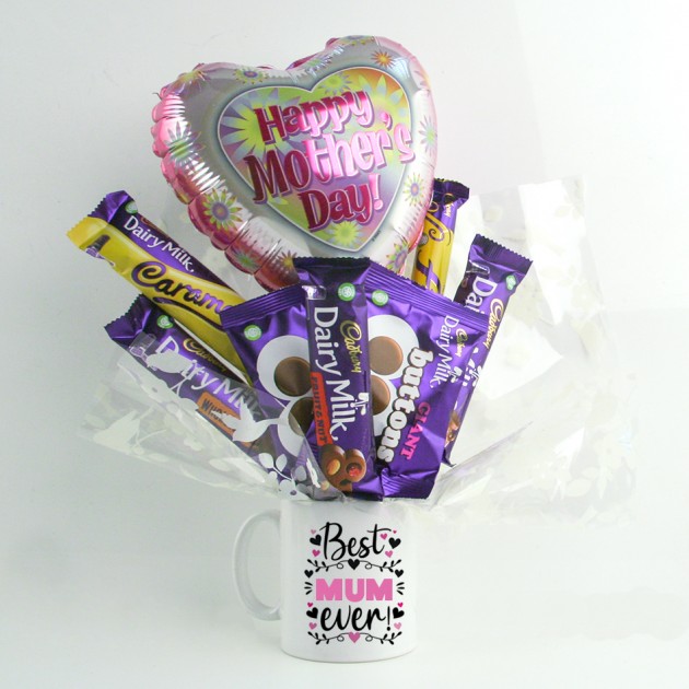 Hampers and Gifts to the UK - Send the Best Mum Ever Chocolate Mug Bouquet