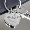 Hampers and Gifts to the UK - Send the Personalised Bestie Diamante Heart Keyring
