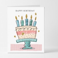 Hampers and Gifts to the UK - Send the Happy Birthday Whimsical Cake Card