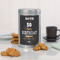 Hampers and Gifts to the UK - Send the Personalised Birthday Tin with a Dozen Biscuits