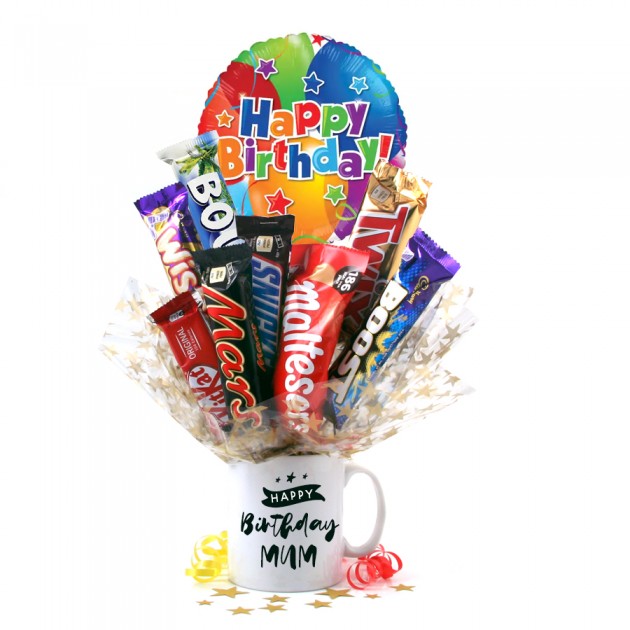 Hampers and Gifts to the UK - Send the Happy Birthday Mum Chocolate Mug Bouquet