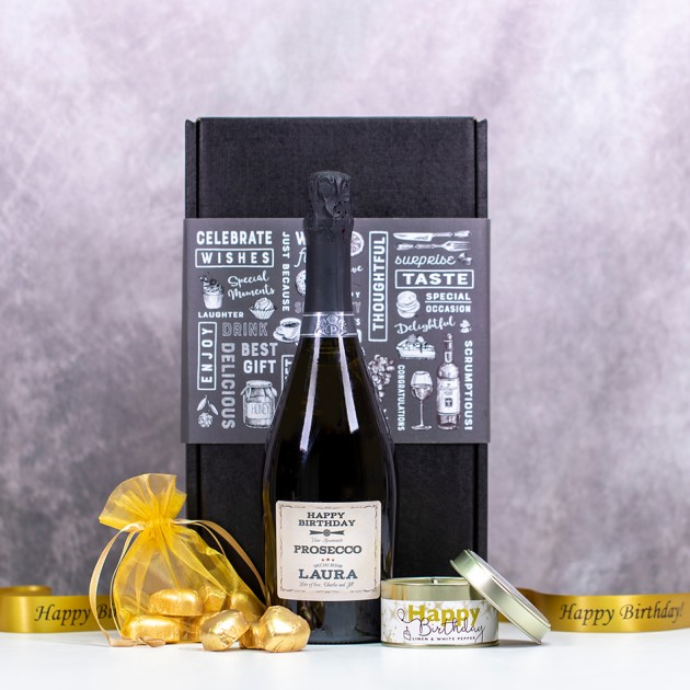 Hampers and Gifts to the UK - Send the Sparkling Birthday Prosecco and Chocolates Gift Box