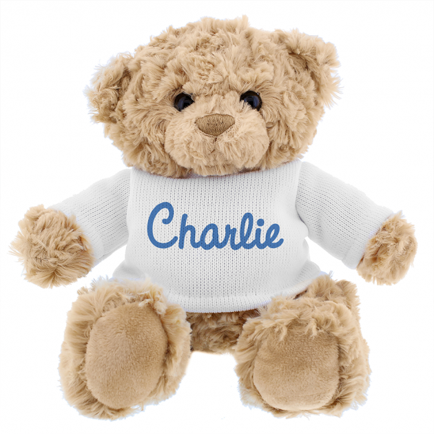 Hampers and Gifts to the UK - Send the Personalised Blue Name Teddy Bear