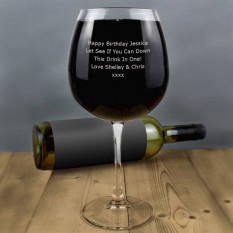 Hampers and Gifts to the UK - Send the Personalised Wine Glass for Full Bottle of Wine