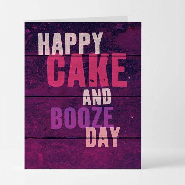 Hampers and Gifts to the UK - Send the Happy Cake and Booze Day Birthday Card