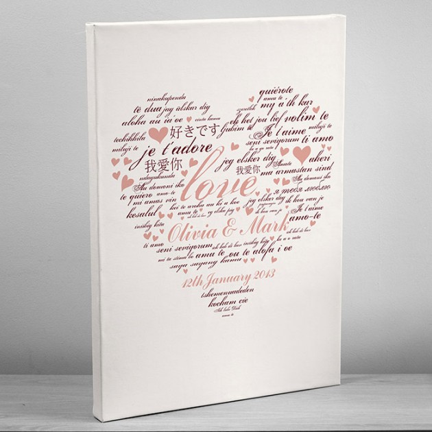 Hampers and Gifts to the UK - Send the Personalised I Love You Canvas