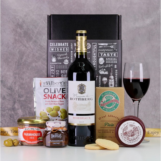 Hampers and Gifts to the UK - Send the Cheese and Wine Hamper with Pate