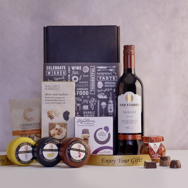 Hampers and Gifts to the UK - Send the A Trio of Cheeses Wine Hamper