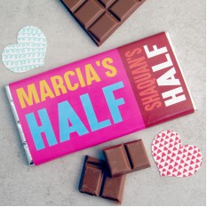 Hampers and Gifts to the UK - Send the Personalised Chocolate Bar Half and Half